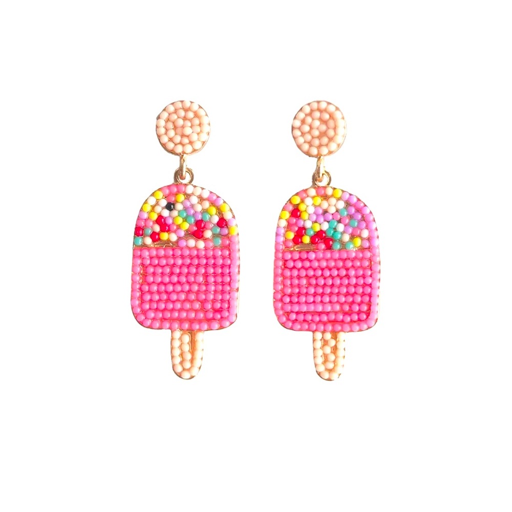 New Cute handmade Rice Beads Pink Ice Cream Popsicle